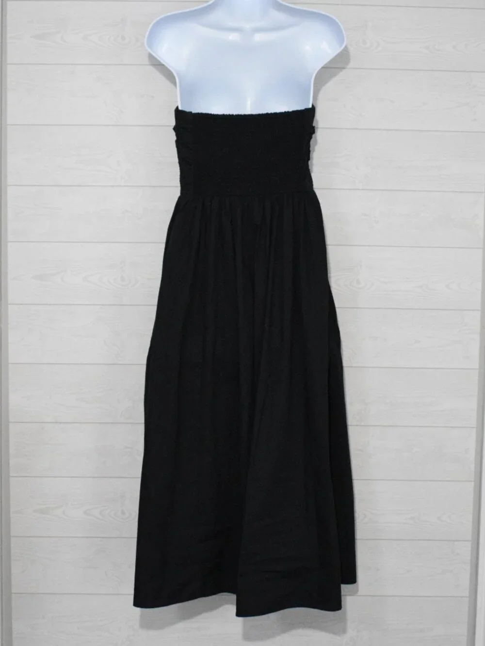 Abercrombie & Fitch Black Strapless Smocked Maxi Dress M Tall